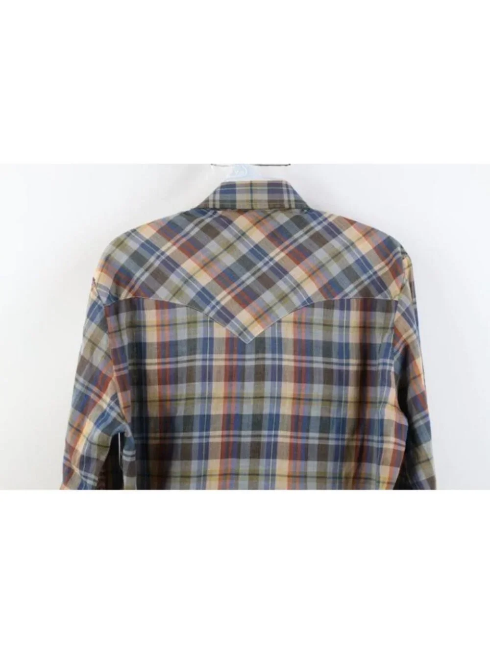 Vintage 70s Levis Big E Mens Medium Western Cowboy Snap Button Shirt Plaid USA